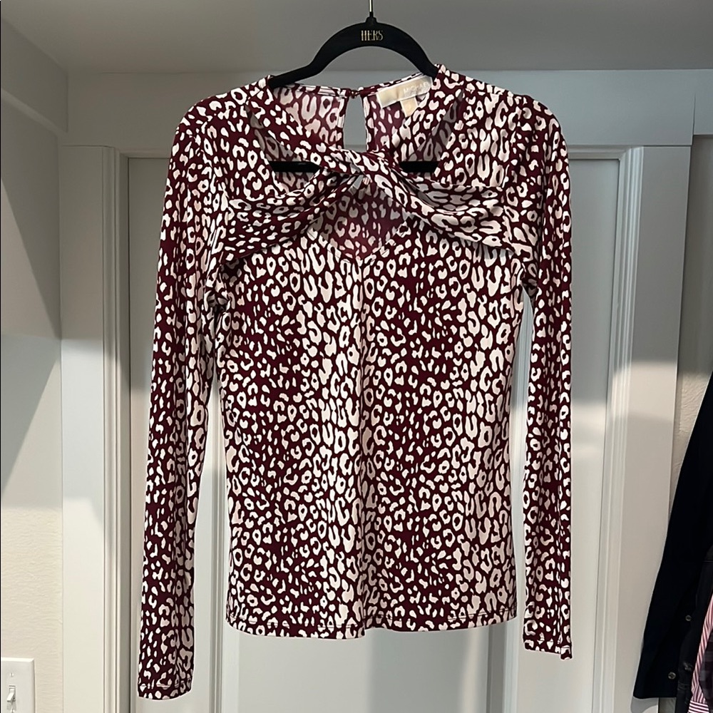 Michael Kors Women's Leopard Print Top - Red and White